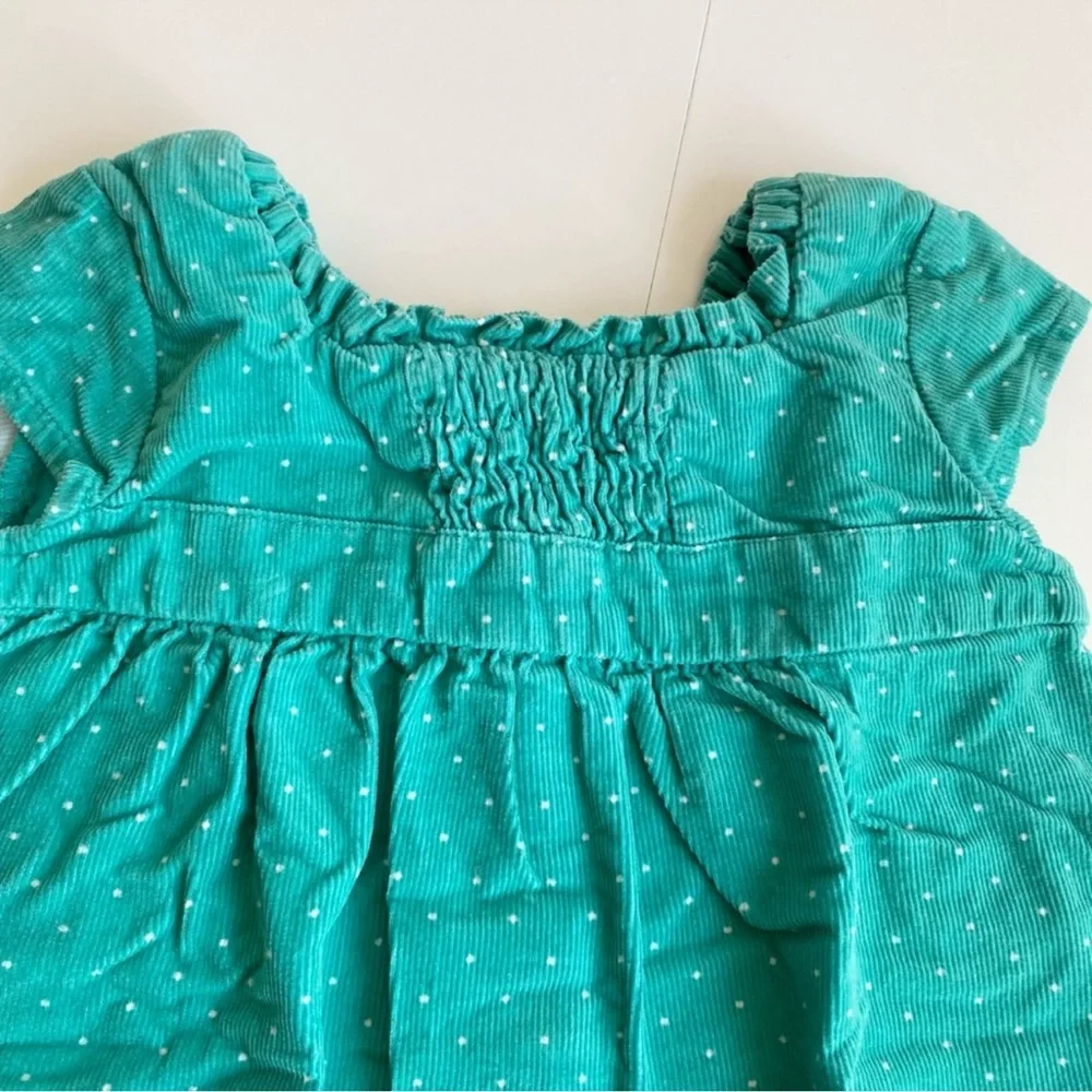 Cherokee Green Dots Print Corduroy Baby Girl Dress 2pcs Matching Set